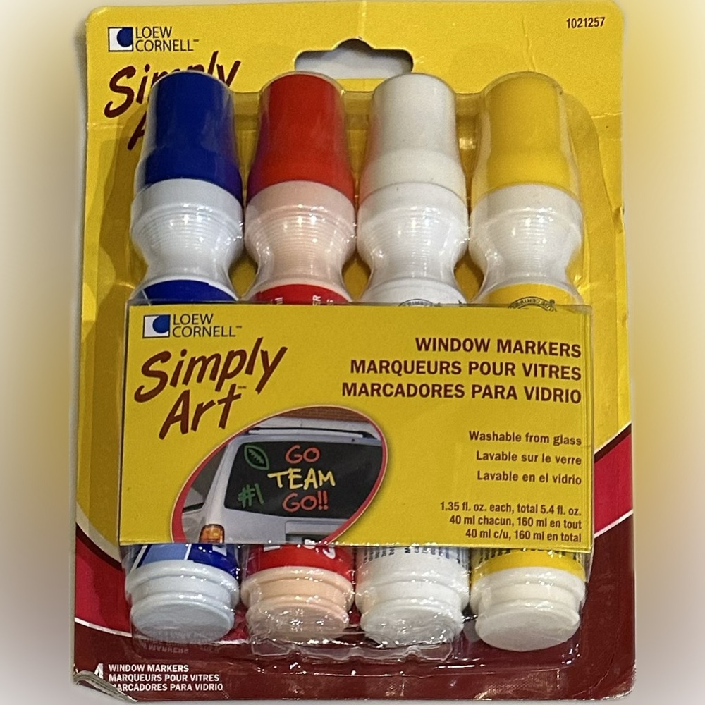 LOEW CORNELL SIMPLY ART WINDOW GLASS MARKERS PAINT RED BLUE YELLOW WHITE WEDDING
